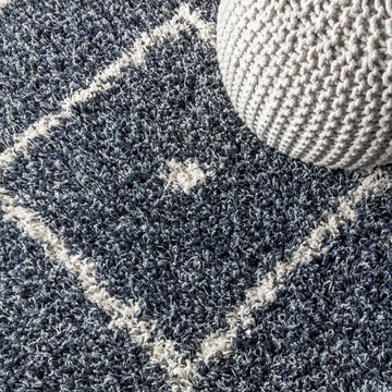Mercer Shag Plush Tassel Moroccan Diamond Area Rug